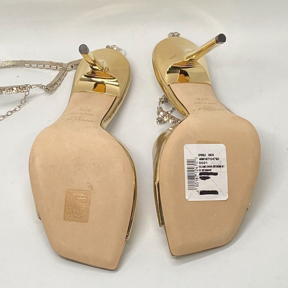 Jimmy Choo Saeda 100MM Metallic Leather Sandals size 37.5 - Picture 14 of 15